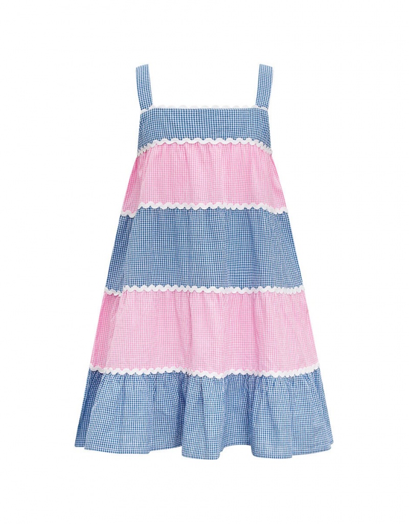 Pink Kids' Monsoon Sunuva Gingham Tiered Dress | MRT-8776