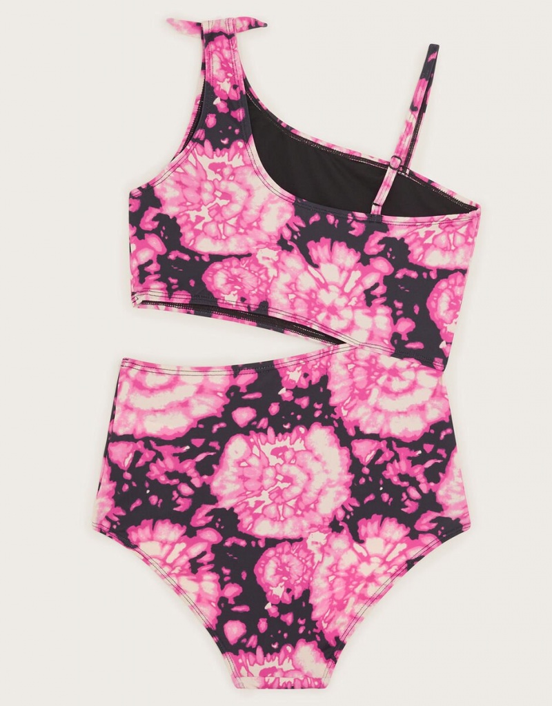 Pink Kids' Monsoon Tie Dye Cut-Out Swimsuit Swimwear | VID-5191