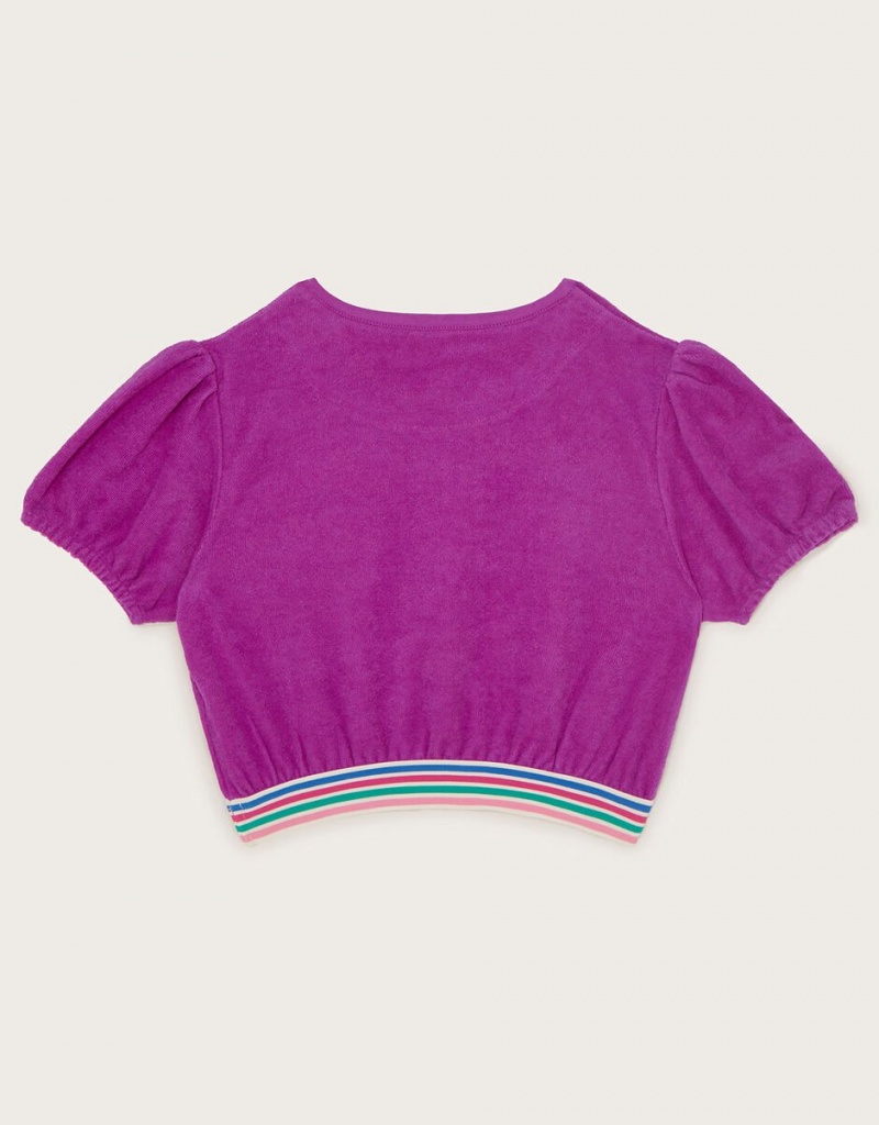 Pink Kids' Monsoon Towelling Puff Sleeve Tops | EBD-2112