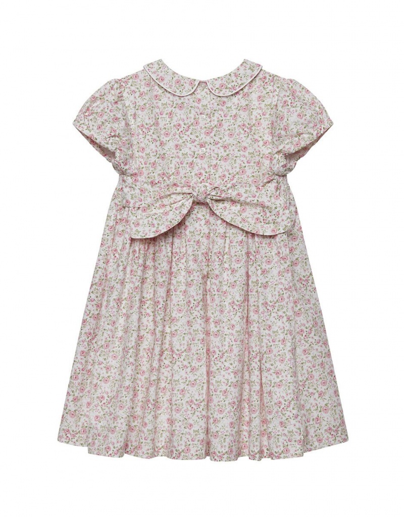 Pink Kids' Monsoon Trotters Rose Print Smock Dress | BQF-5007