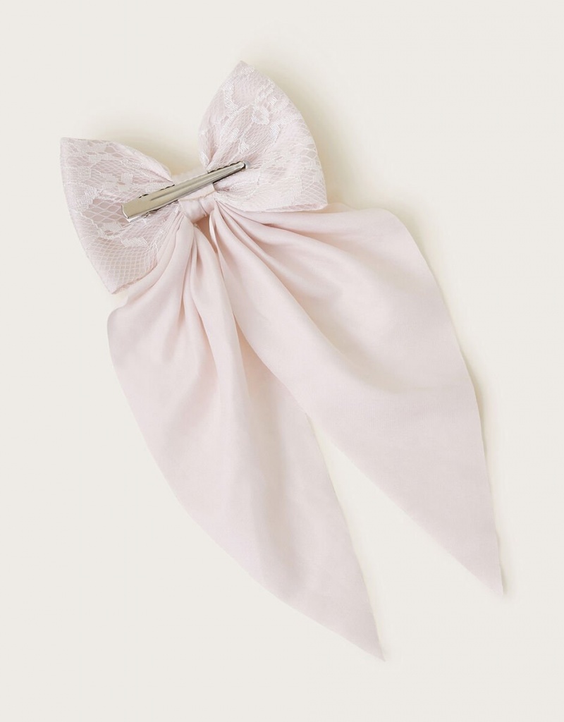 Pink Kids' Monsoon Valeria Lace Bridesmaid Bow Hair Accessories | BFI-8141