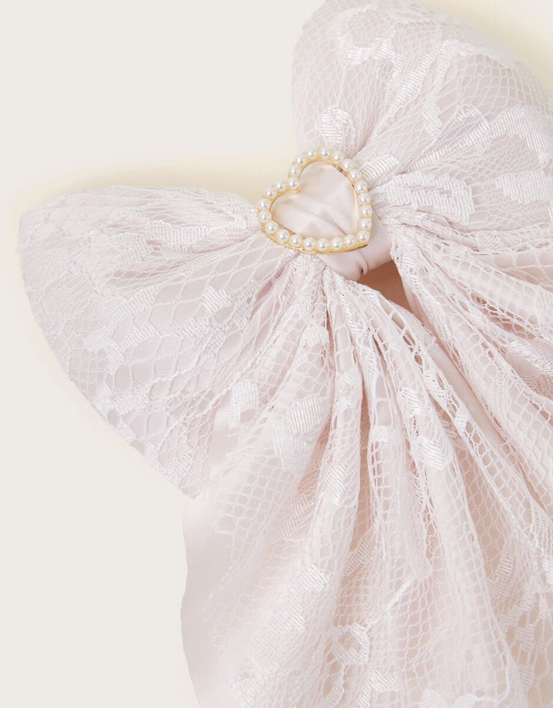 Pink Kids' Monsoon Valeria Lace Bridesmaid Bow Hair Accessories | BFI-8141