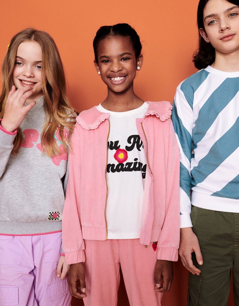 Pink Kids' Monsoon Velour Bomber Jacket | UAP-8716