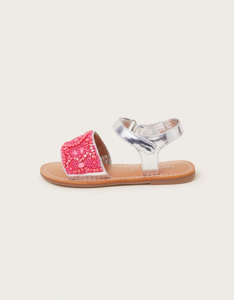 Pink Kids' Monsoon Vibrant Embellished Metallic Sandals | TTI-6728