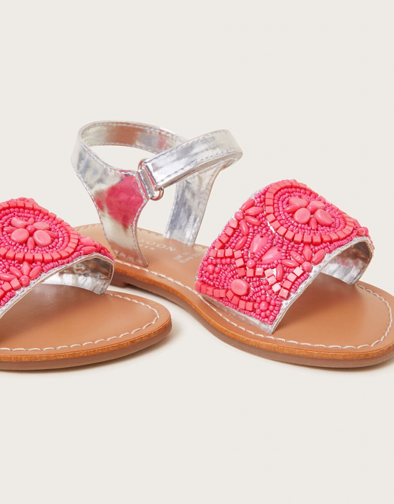 Pink Kids' Monsoon Vibrant Embellished Metallic Sandals | TTI-6728