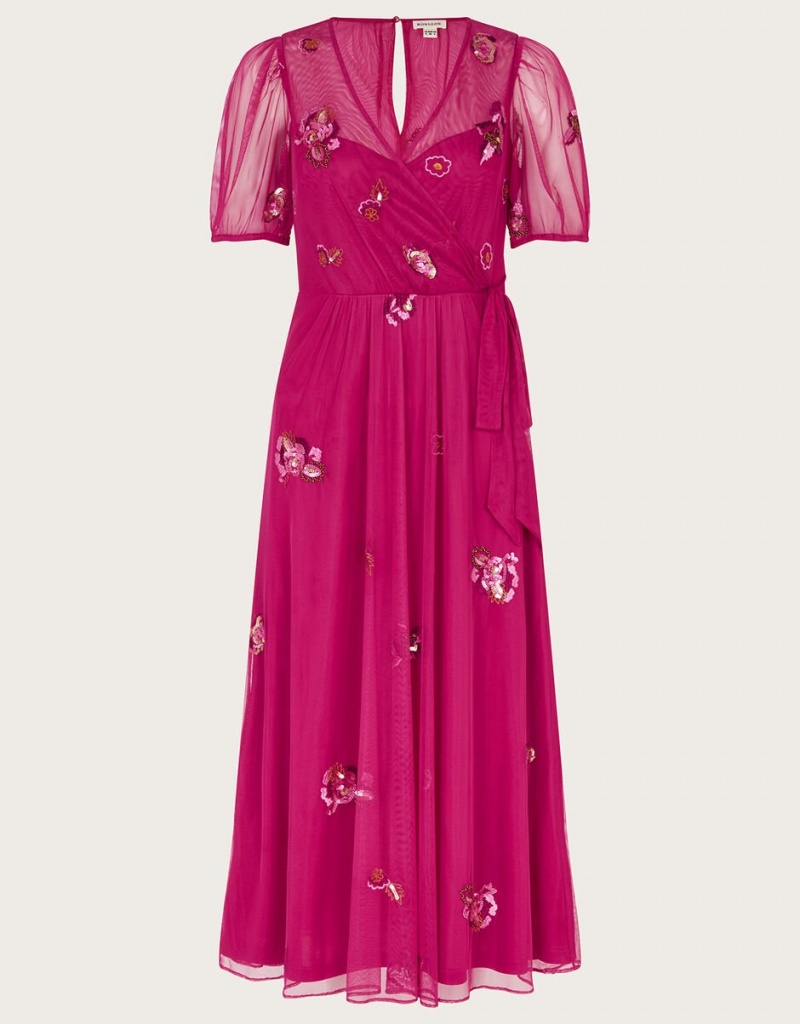 Pink Women's Monsoon Allie Wrap Dress | LYS-1902