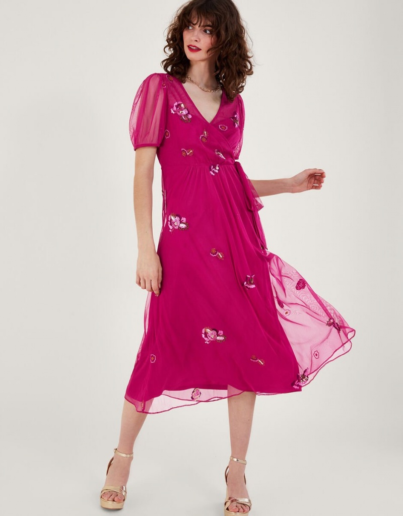 Pink Women\'s Monsoon Allie Wrap Dress | LYS-1902