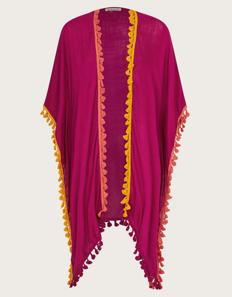 Pink Women's Monsoon Contrast Tassel Cover-Up Swimwear | LGZ-9281