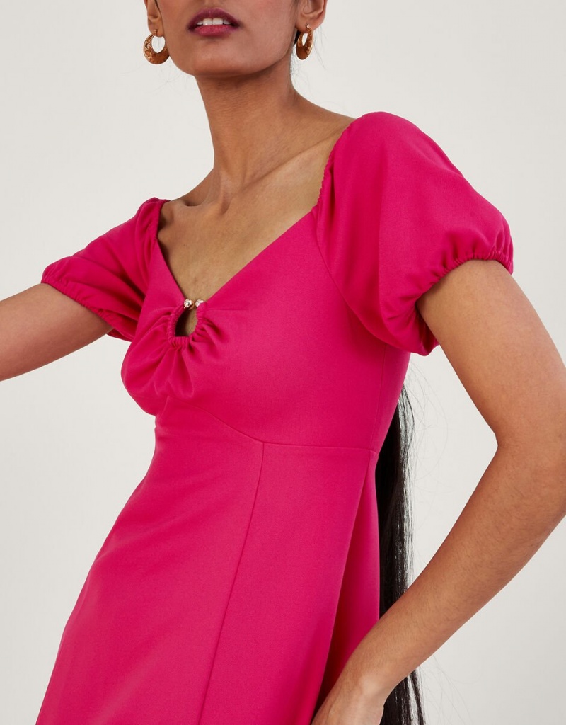 Pink Women's Monsoon Katie Ring Detail Bardot Dress | UTF-6684