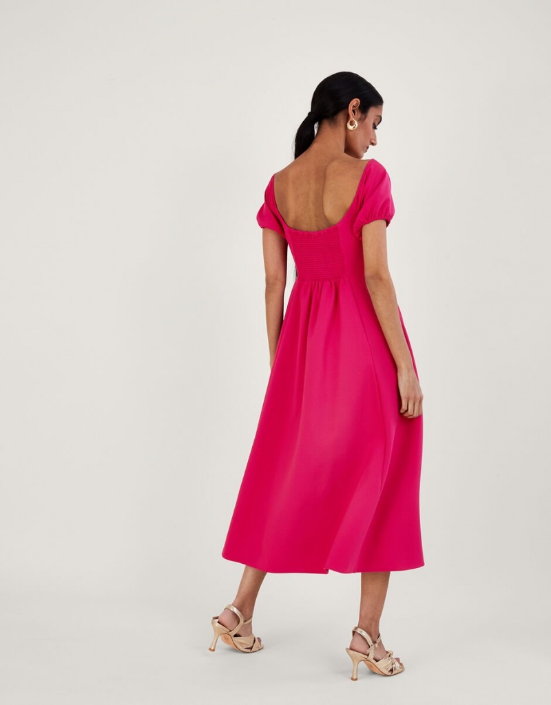 Pink Women's Monsoon Katie Ring Detail Bardot Dress | UTF-6684