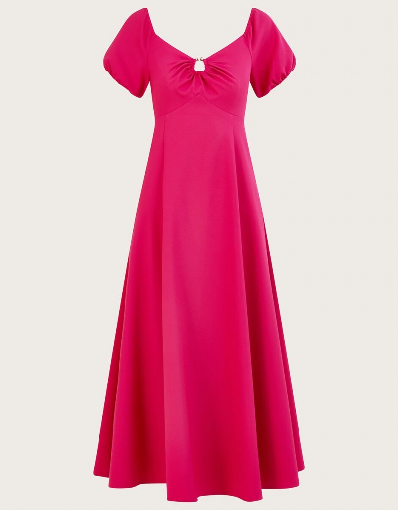 Pink Women's Monsoon Katie Ring Detail Bardot Dress | UTF-6684