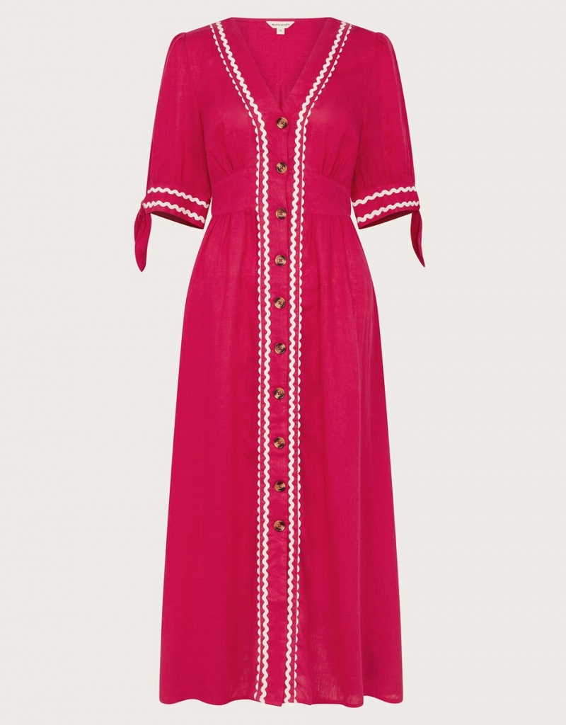 Pink Women's Monsoon Lita Ric Rac Dress | DVI-0338