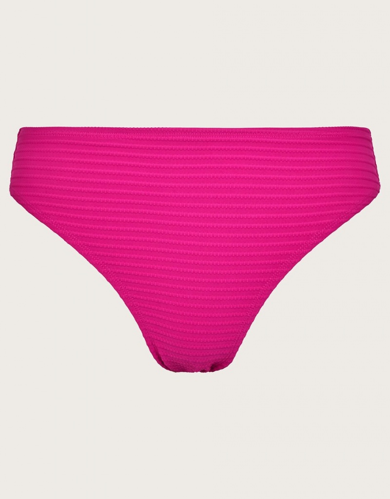 Pink Women's Monsoon Maria Ribbed Bikini Bottoms Swimwear | NSD-1591