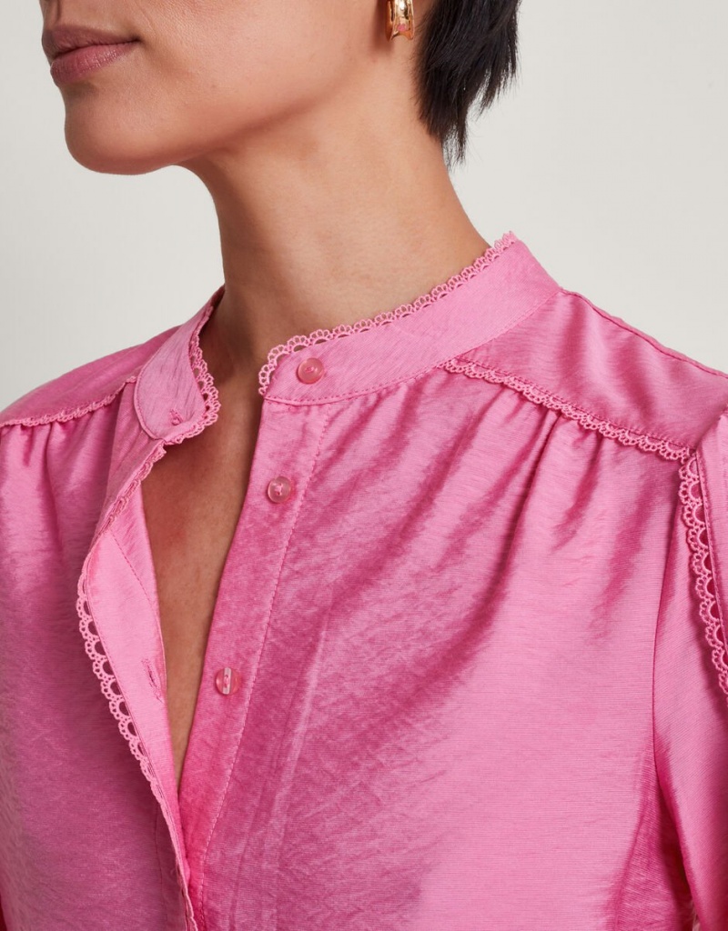 Pink Women's Monsoon Pippa Plain Blouse | RGZ-7655