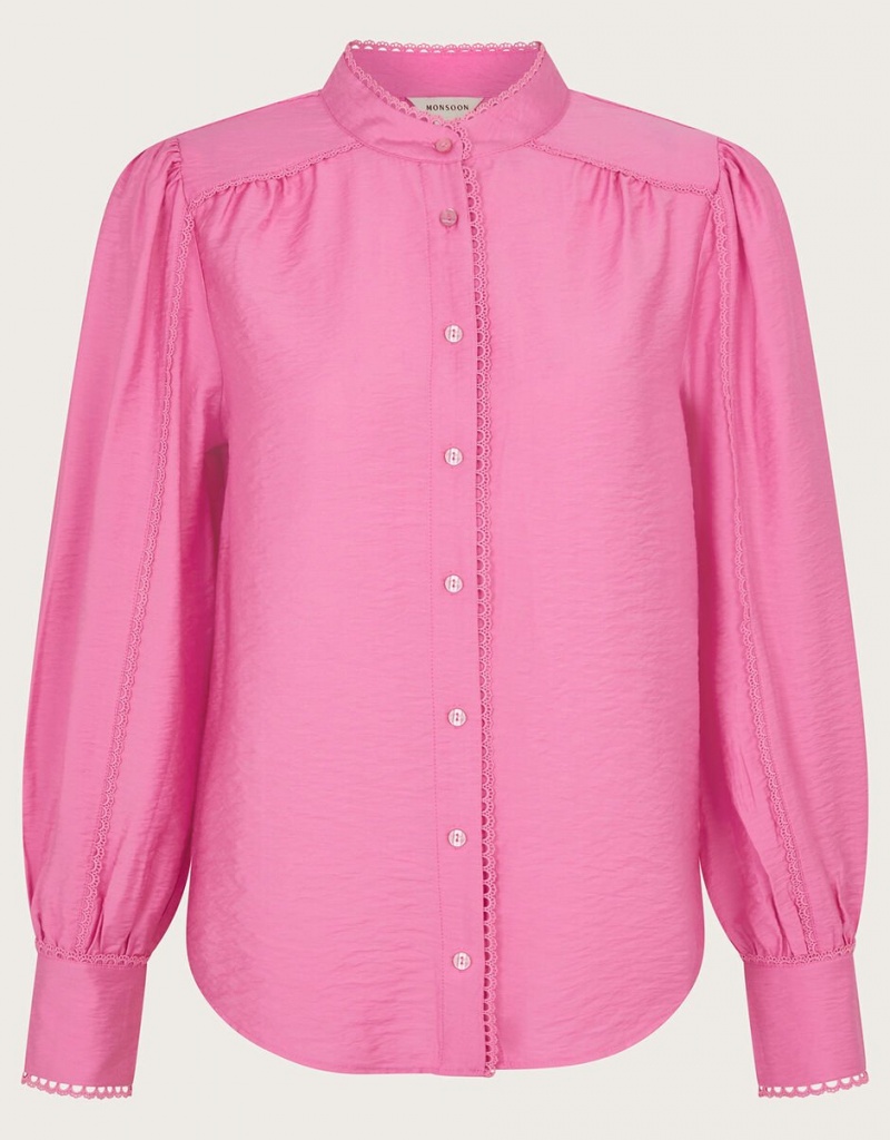 Pink Women's Monsoon Pippa Plain Blouse | RGZ-7655