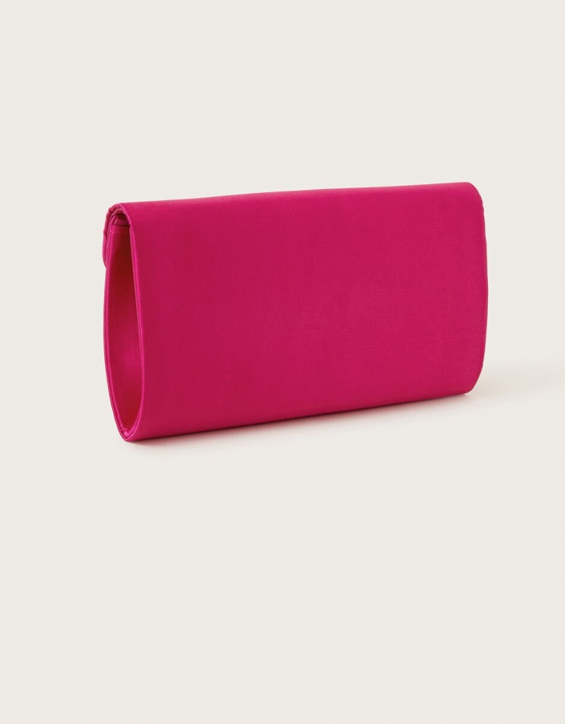 Pink Women's Monsoon Satin Clutch Bags | WZR-5262