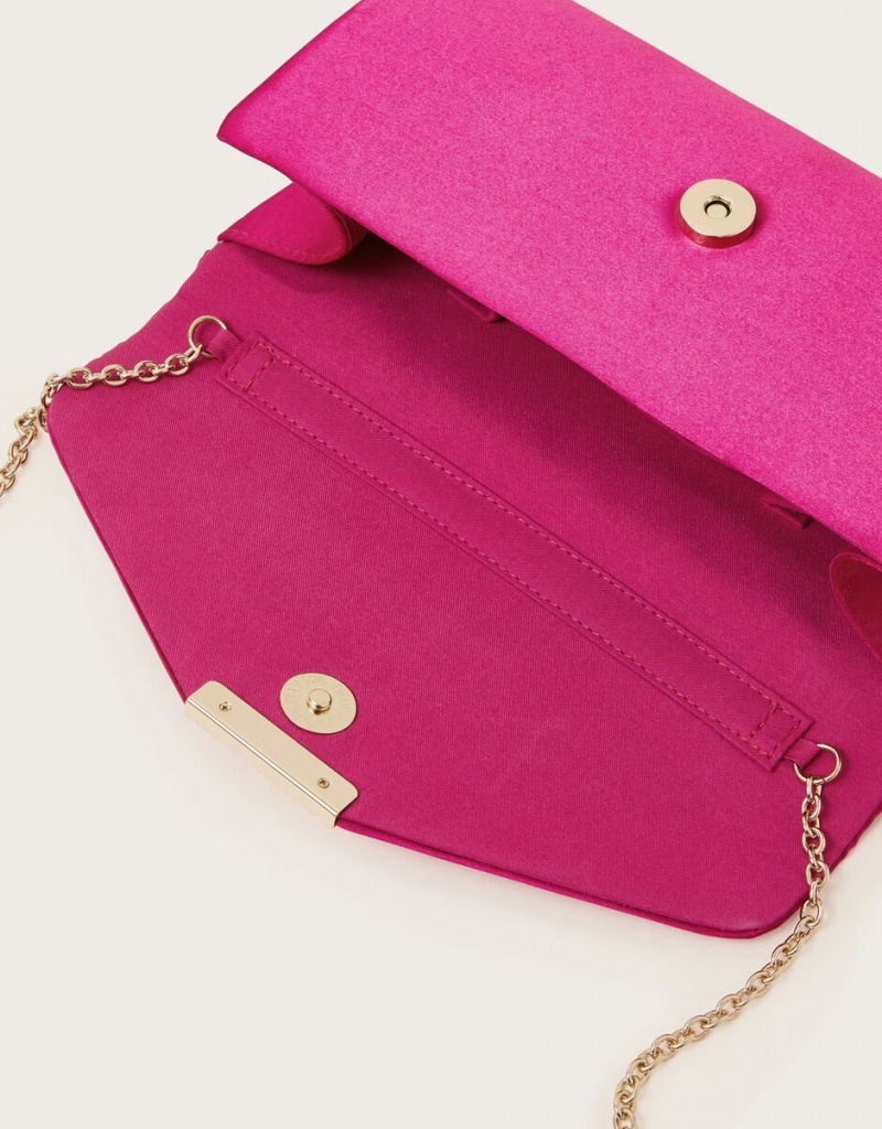 Pink Women's Monsoon Satin Clutch Bags | WZR-5262