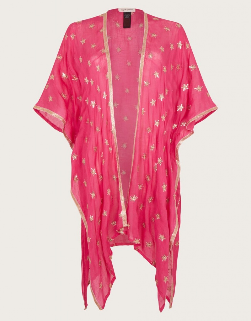 Pink Women's Monsoon Star Embellished Cover-Up Swimwear | PBL-7679