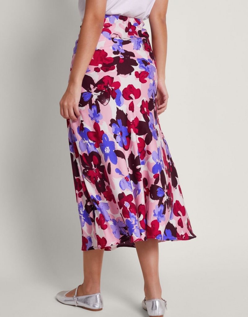 Pink Women's Monsoon Vittoria Floral Print Skirts | EQU-6171