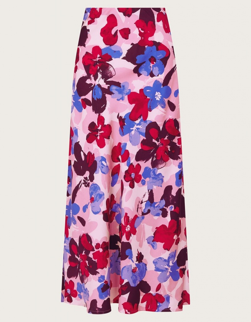 Pink Women's Monsoon Vittoria Floral Print Skirts | EQU-6171