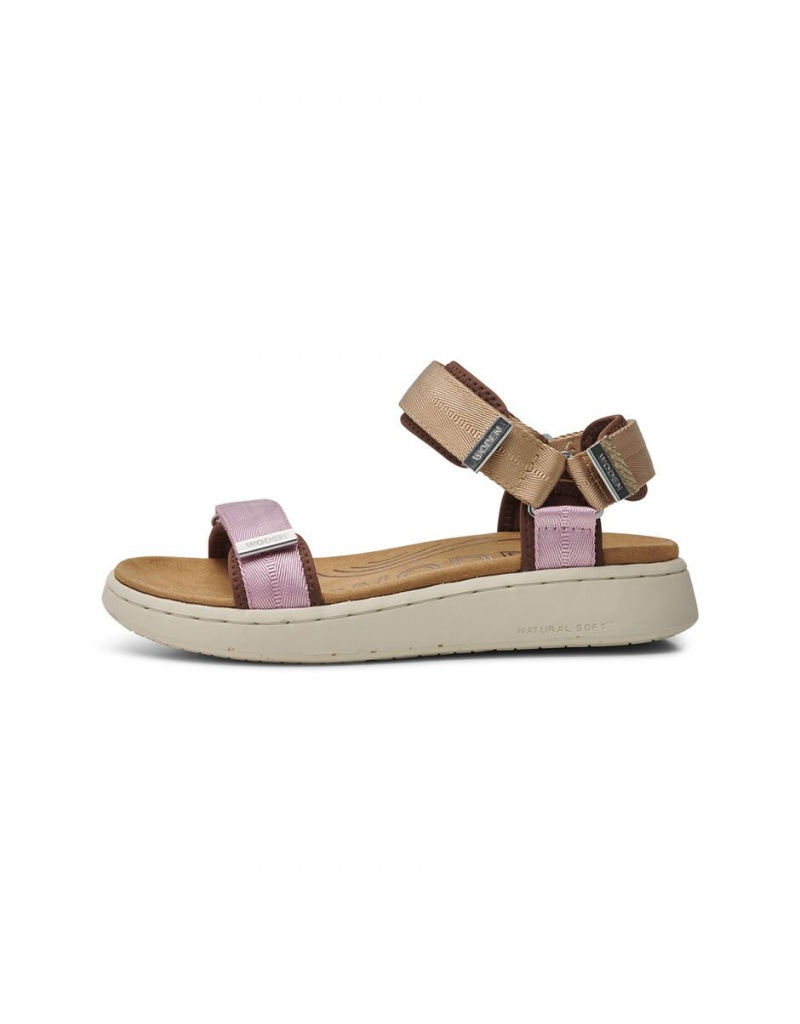 Pink Women's Monsoon Woden Platform Sandals | QLH-2168