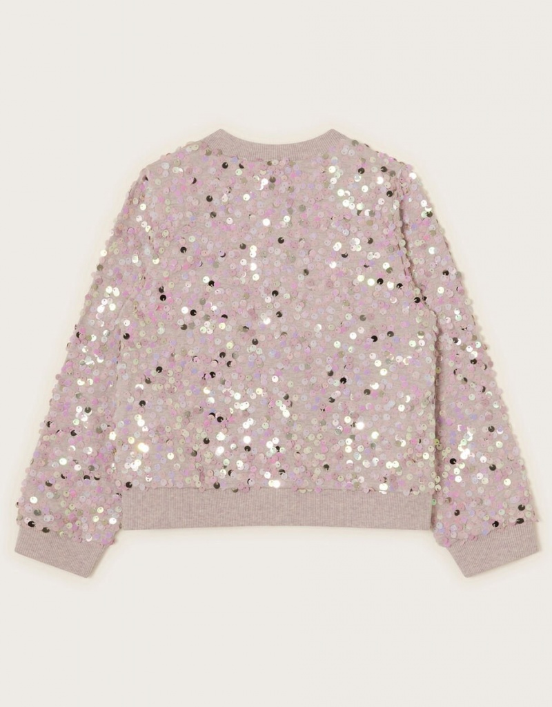 Purple Kids' Monsoon All Over Sequin Bomber Jacket | VHX-2755