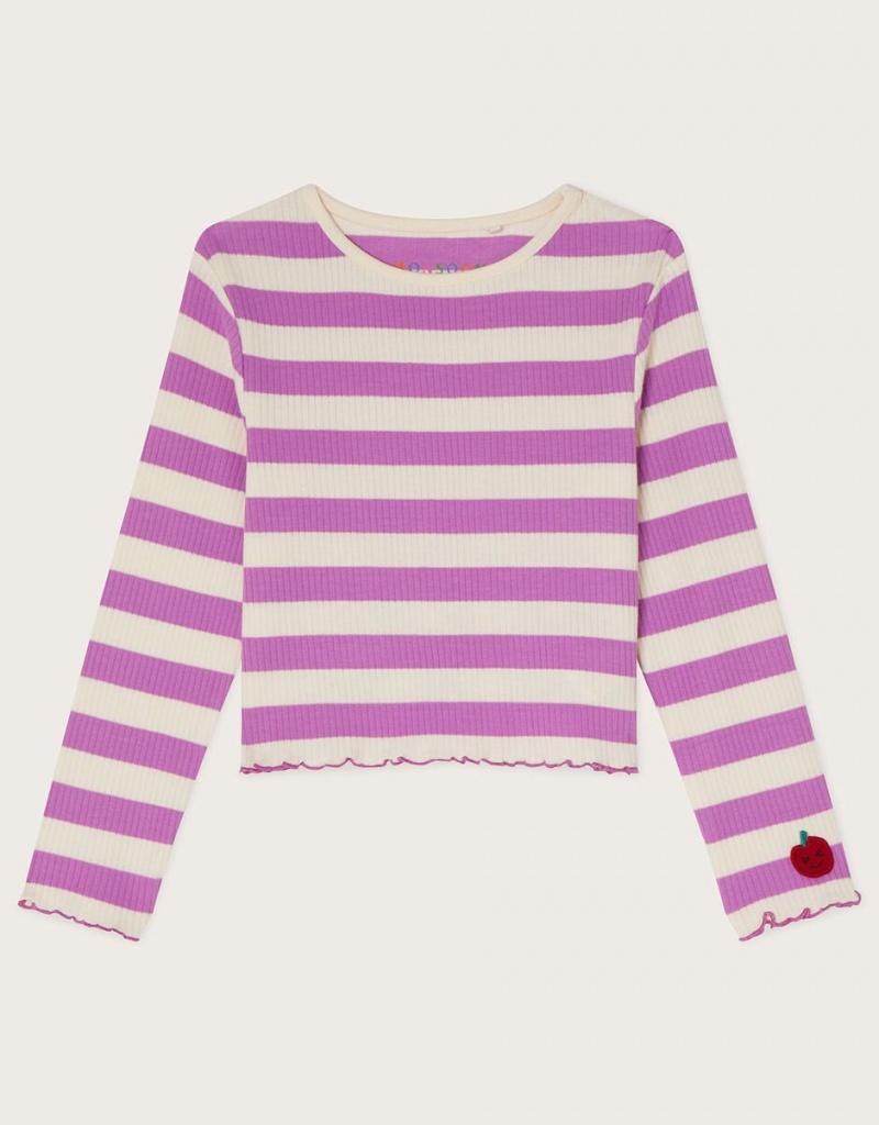 Purple Kids\' Monsoon Crop Jersey Tops | ISZ-3924