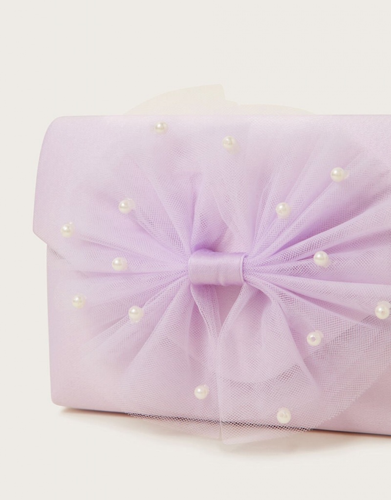 Purple Kids' Monsoon Tulle Bow Bags | RQE-2450