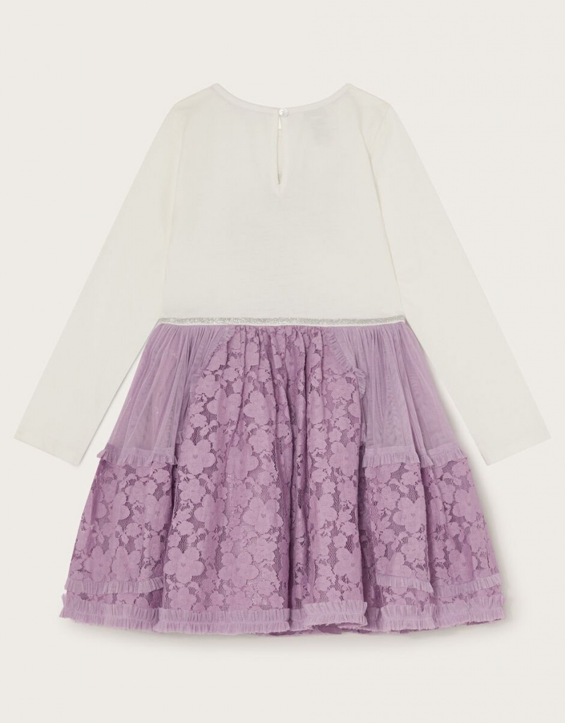 Purple Kids' Monsoon Unicorn Lace Disco Dress | RLP-8755