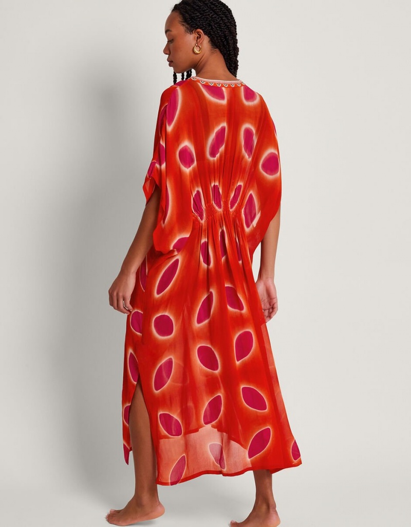 Red Women's Monsoon Calypso Petal Kaftans | QFP-0263