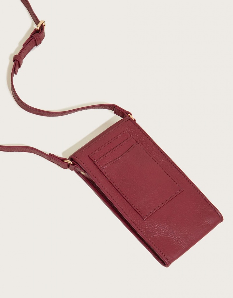 Red Women's Monsoon Leather Phone Holder Bags | DYP-7469