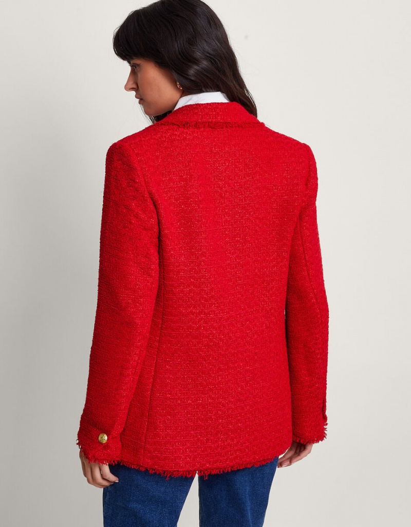 Red Women's Monsoon Rubi Tweed Jacket | AQX-0650