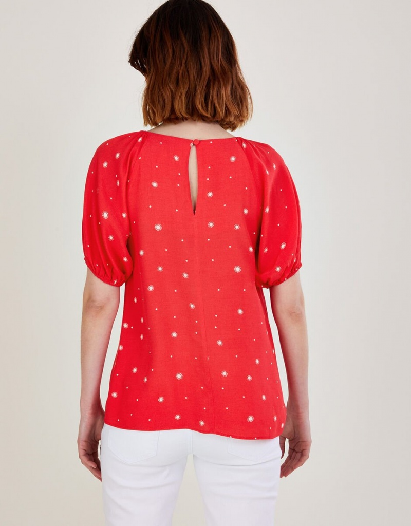 Red Women's Monsoon Sami Spot Cut-Out Tops | WSP-0408