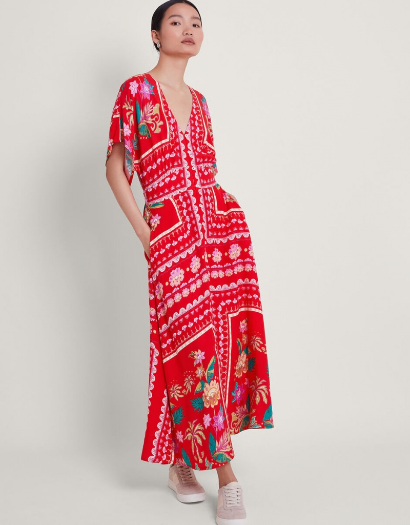 Red Women\'s Monsoon Sandie Print Dress | VDA-9029