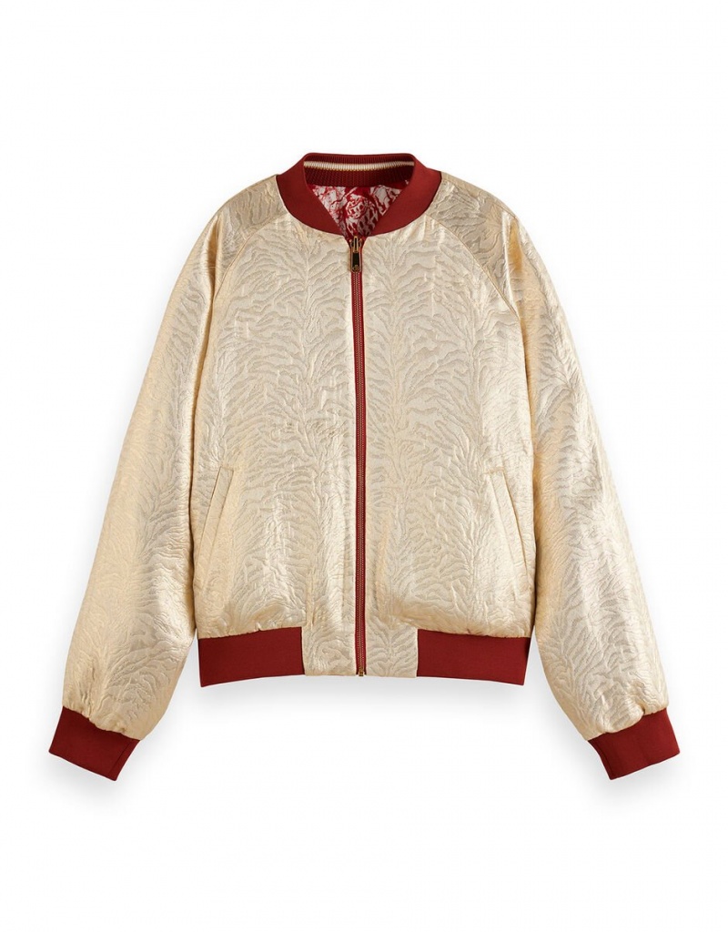 Red Women's Monsoon Scotch and Soda Reversible Bomber Jacket | ORQ-4027