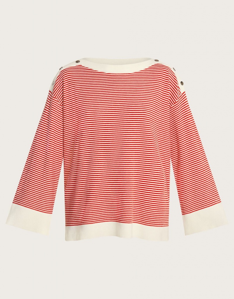 Red Women's Monsoon Simmi Stripe Sweaters | WZW-9458