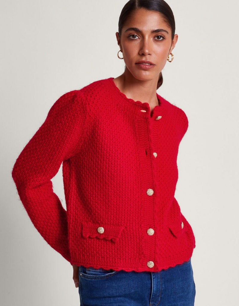 Red Women's Monsoon Suki Stitch Cardigan | RXA-6243