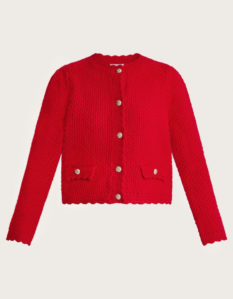 Red Women's Monsoon Suki Stitch Cardigan | RXA-6243