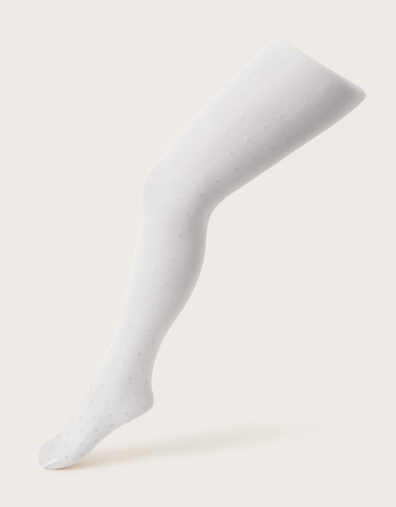 Silver Kids' Monsoon Glitter Spot Tights | QKY-2132