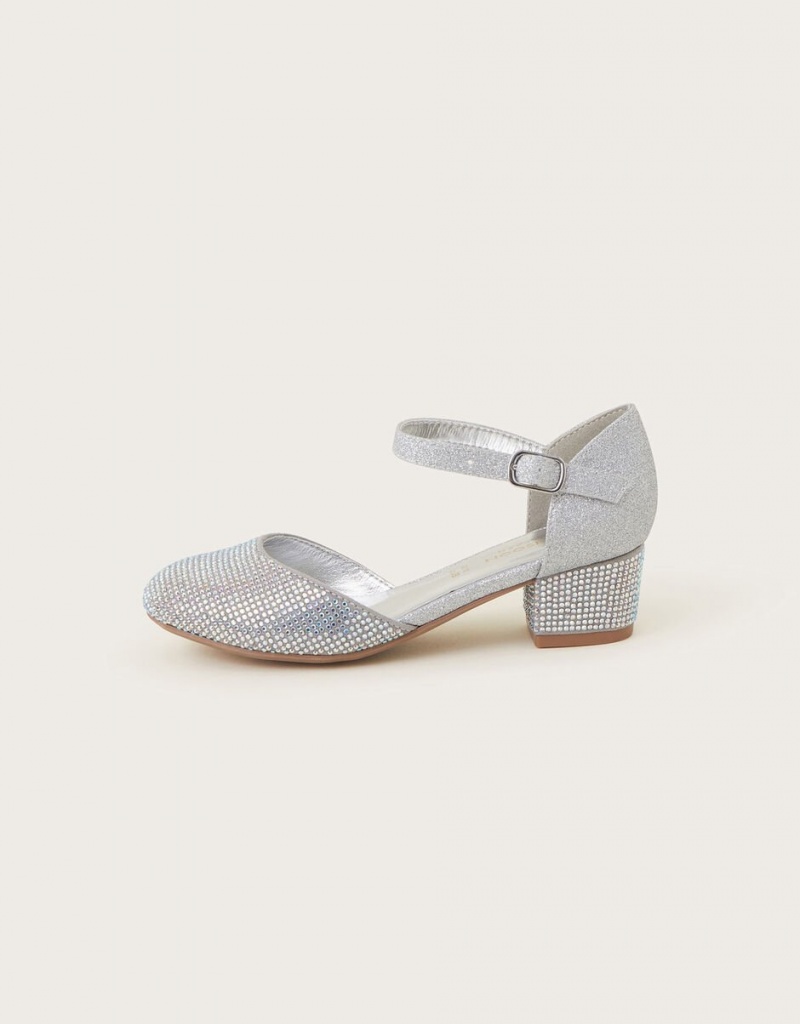 Silver Kids' Monsoon Lucy Super Dazzle Two-Part Heels | WNN-2330