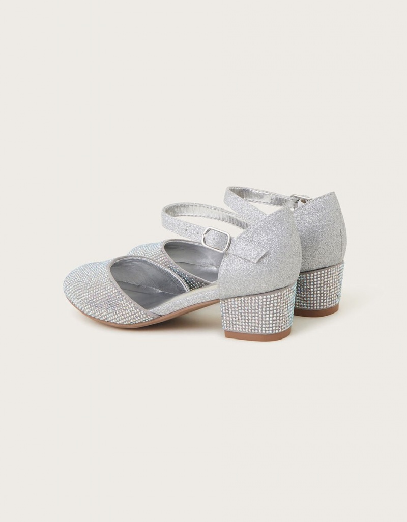 Silver Kids' Monsoon Lucy Super Dazzle Two-Part Heels | WNN-2330