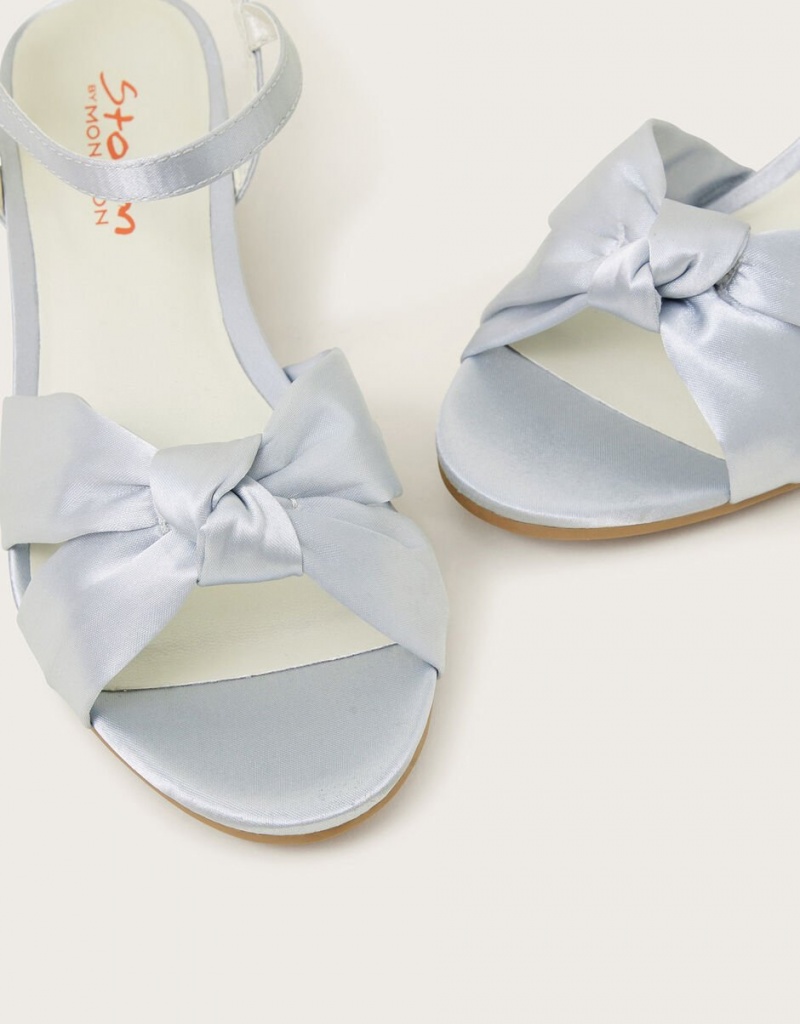 Silver Kids' Monsoon Satin Twist Heeled Sandals | ATN-6469