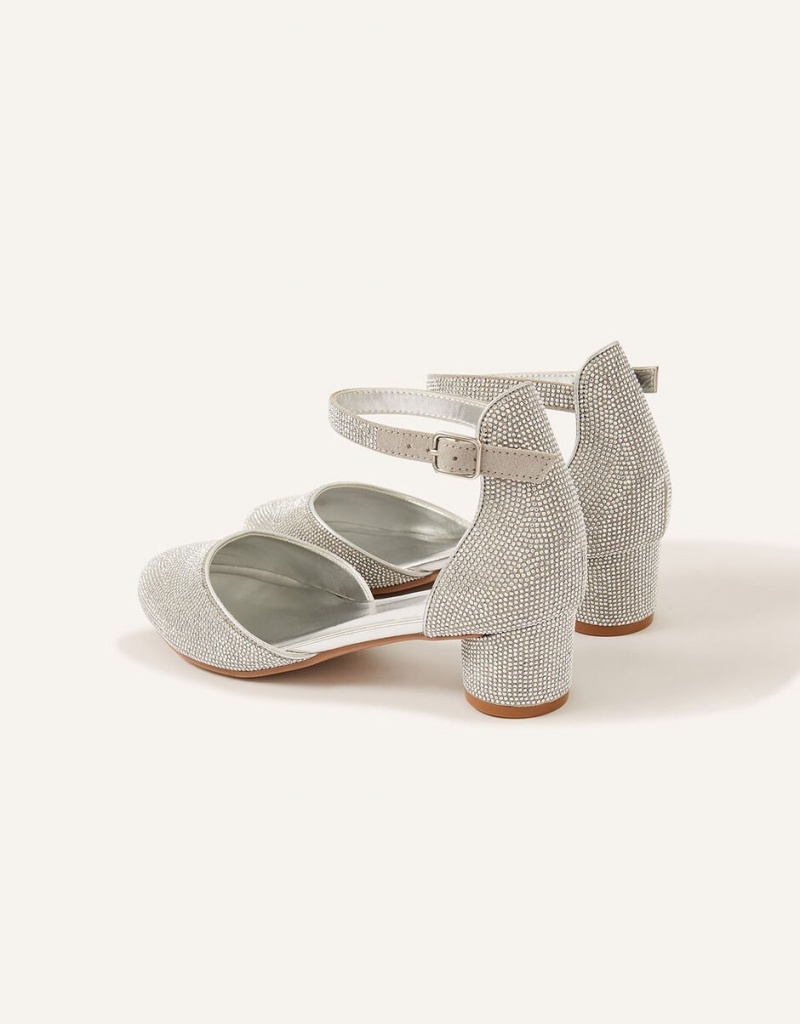 Silver Kids' Monsoon Shimmer Two-Part Heels | DTU-9759