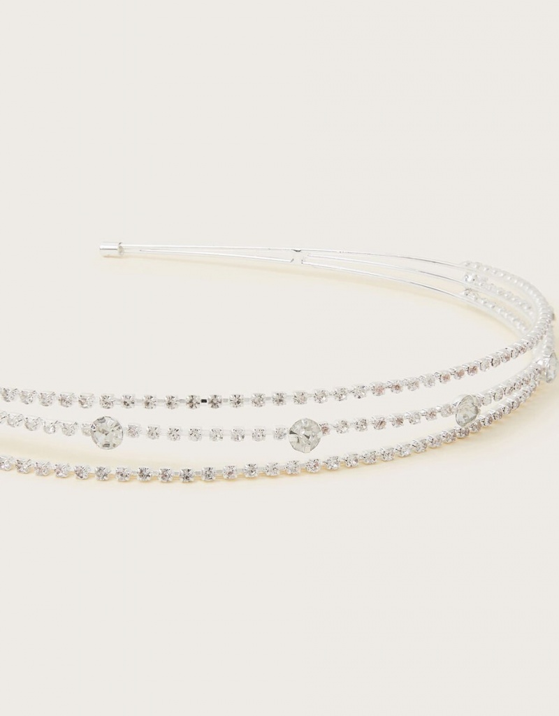 Silver Kids' Monsoon Trio Sparkle Bridesmaid Headband | DLV-8183