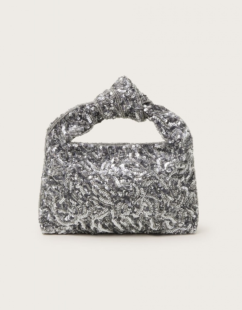 Silver Women's Monsoon Sequin Knot Bags | FHL-8402