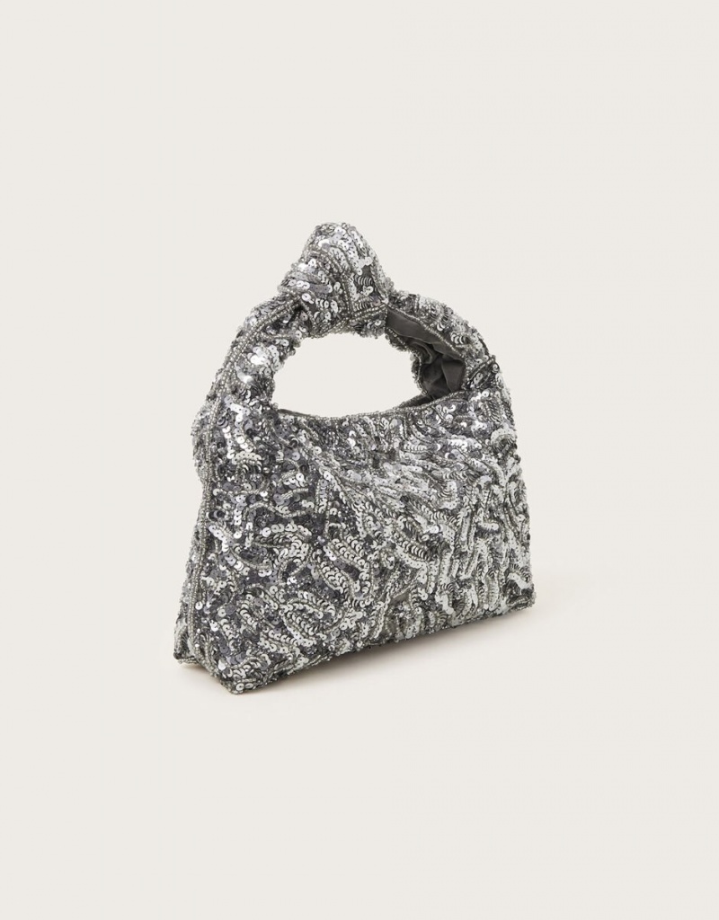 Silver Women's Monsoon Sequin Knot Bags | FHL-8402