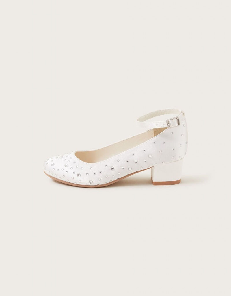 White Kids' Monsoon Amber Diamante Heels | ZGM-3853