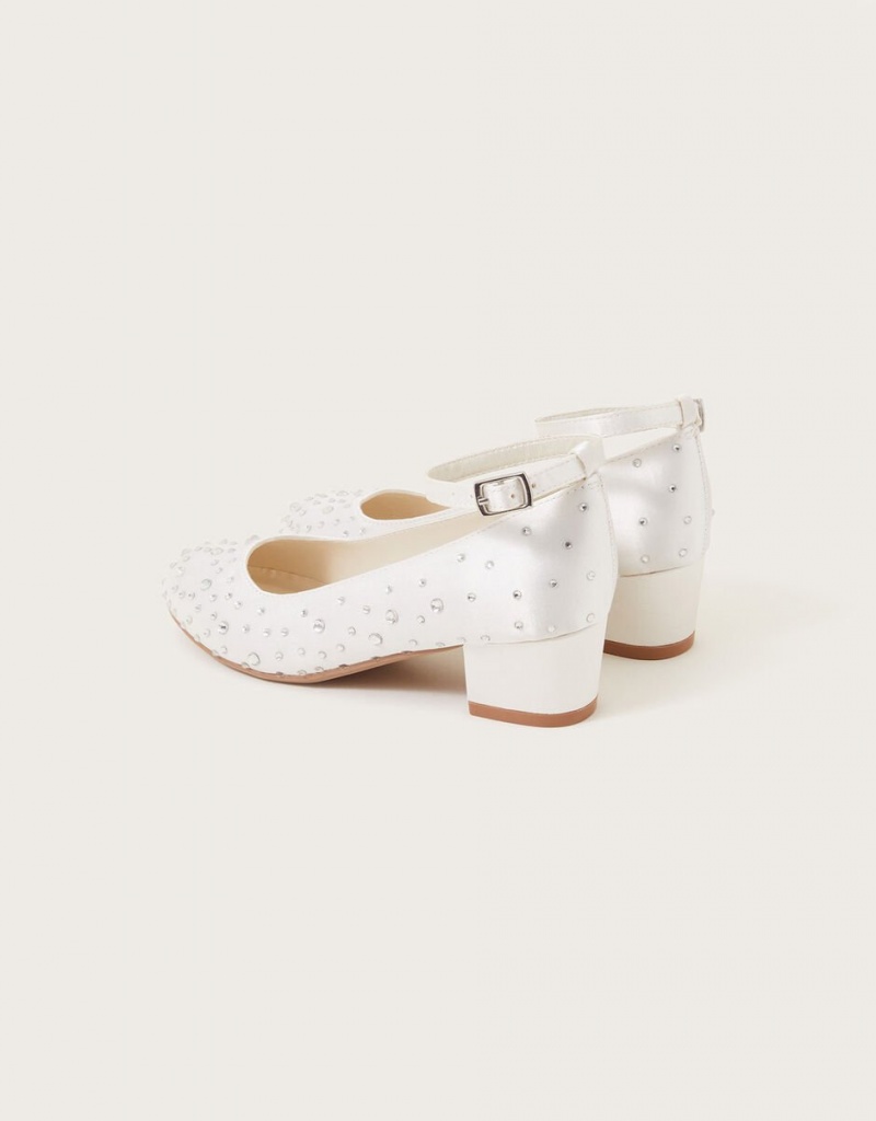 White Kids' Monsoon Amber Diamante Heels | ZGM-3853