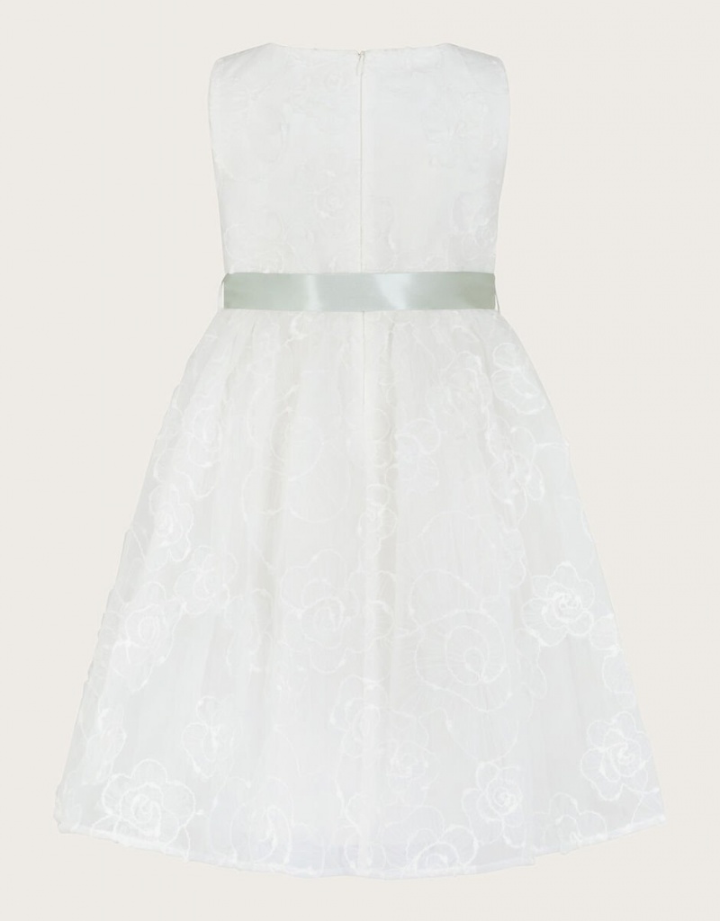 White Kids' Monsoon Camelia Lace Organza Rose Dress | ZVN-7559