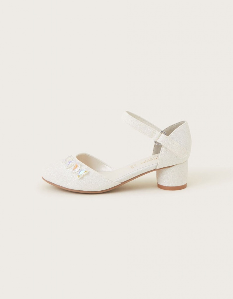 White Kids' Monsoon Coco Butterfly Two-Part Heels | DUV-2340